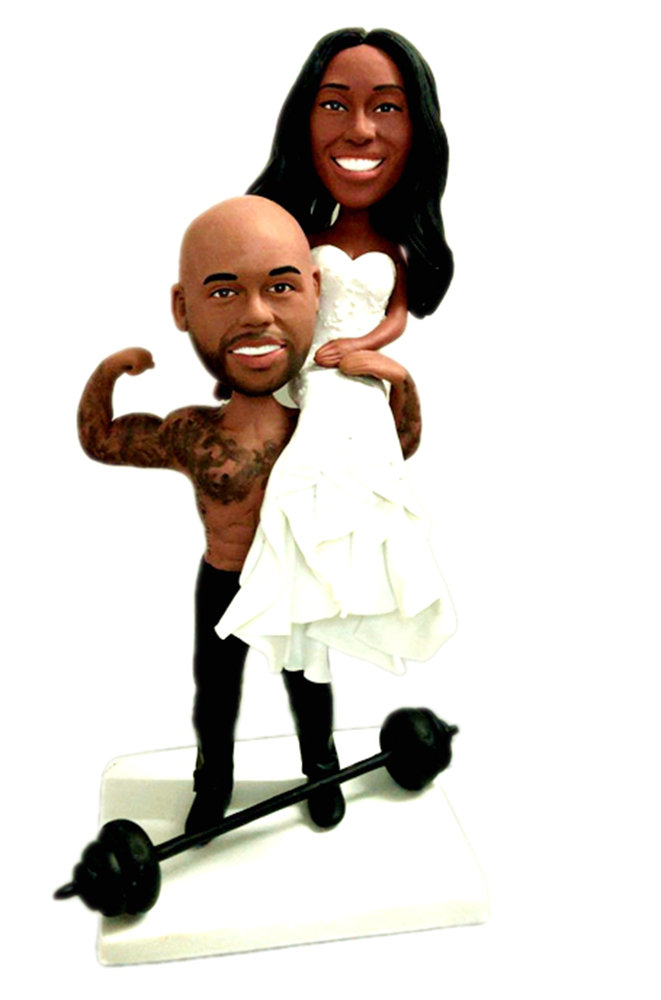 Personalized cake toppers weihgt lifting cake toppers made from photos